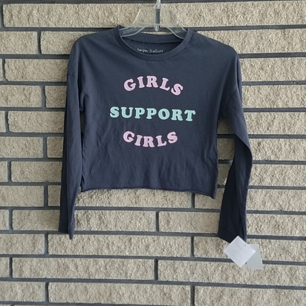 NWT Girls Help Girls Crop Top Long Sleeves